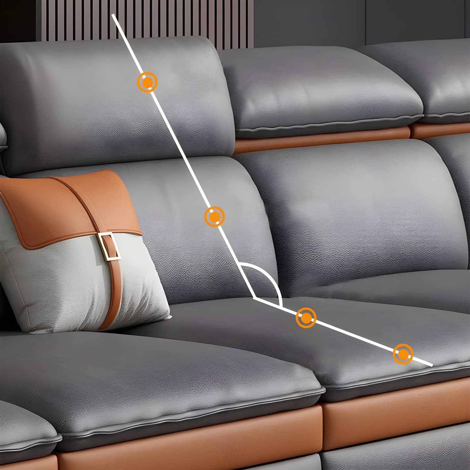 Modern Gray Tech Cloth Sectional Sofa with Adjustable Headrest - image 8