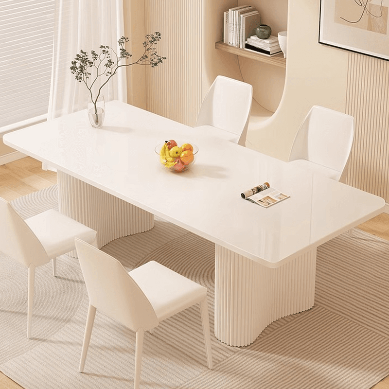 Art Deco Dining Table with Ivory Stone Top, Standard Height, Scratch-shielded, Fixed Table Mechanism - image 3