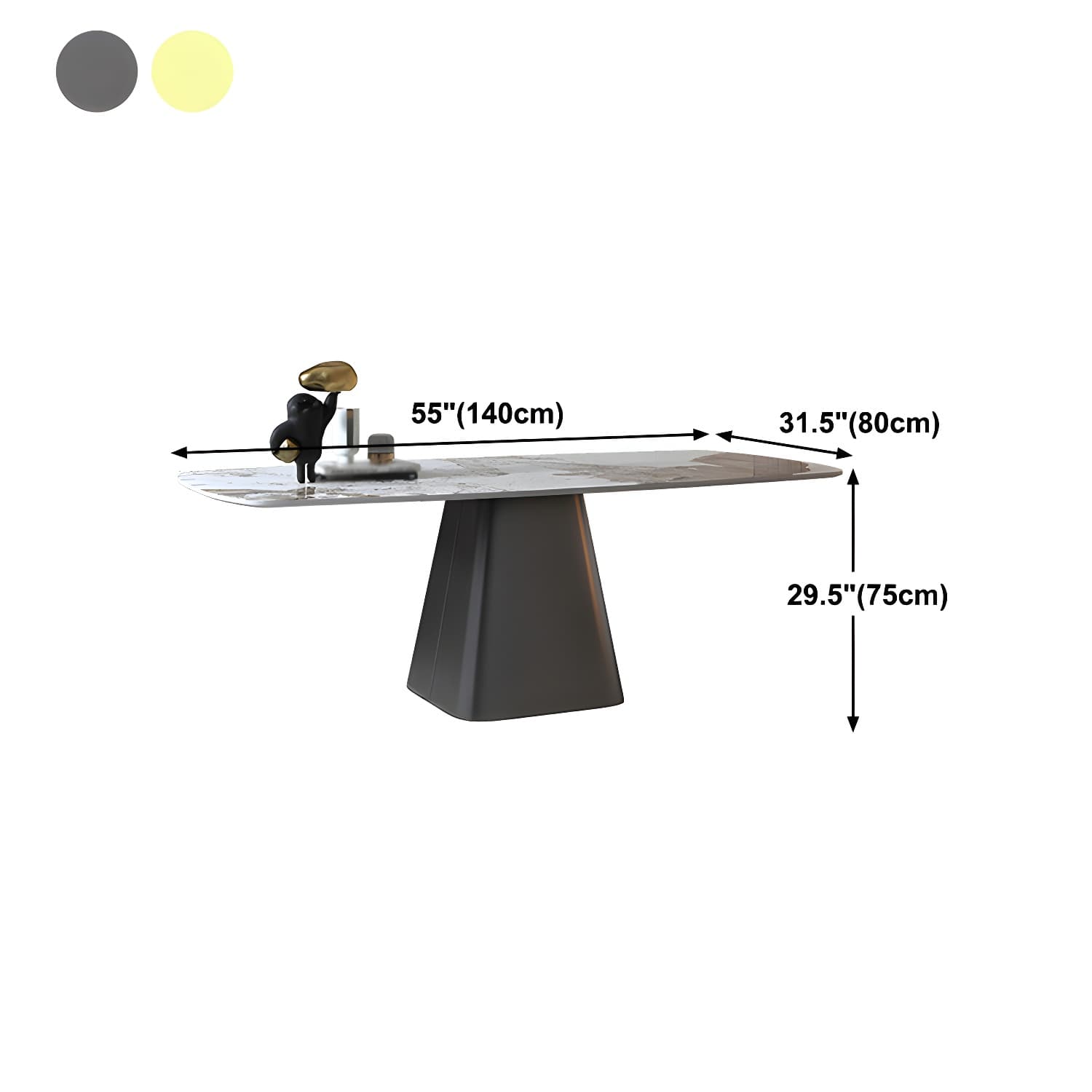 Luxury Sintered Stone Top Dining Table Rectangle White Table with Pedestal - image 14