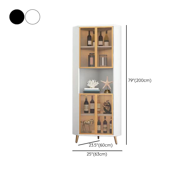Contemporary Wood Corner Accent Cabinet with Clear Glass Doors, Metal Legs and Interior Shelves - image 31