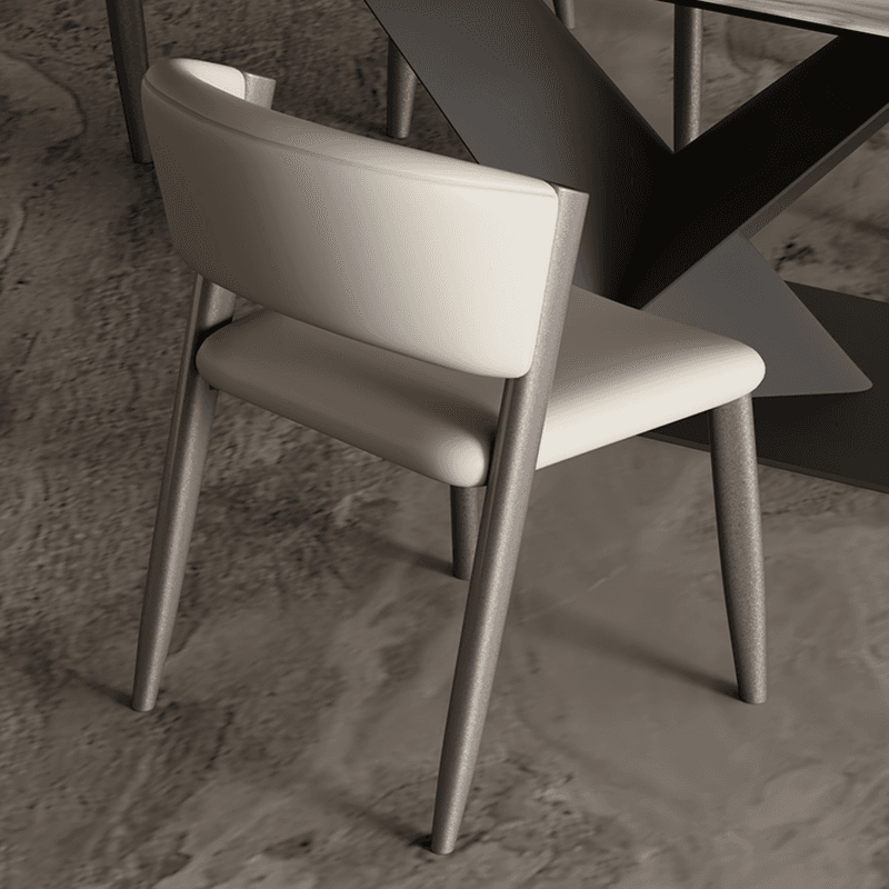 Modish Armless Chair with Exposed Back, Cushioned, Grey Steel Legs - image 12