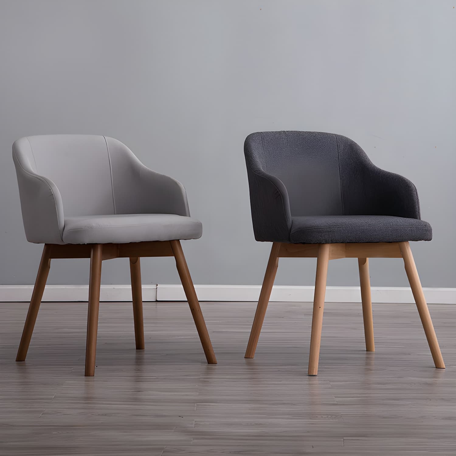 Scandinavian Beech Solid Back Arm Chair Fabric Dining Chair with Natural Legs - image 22