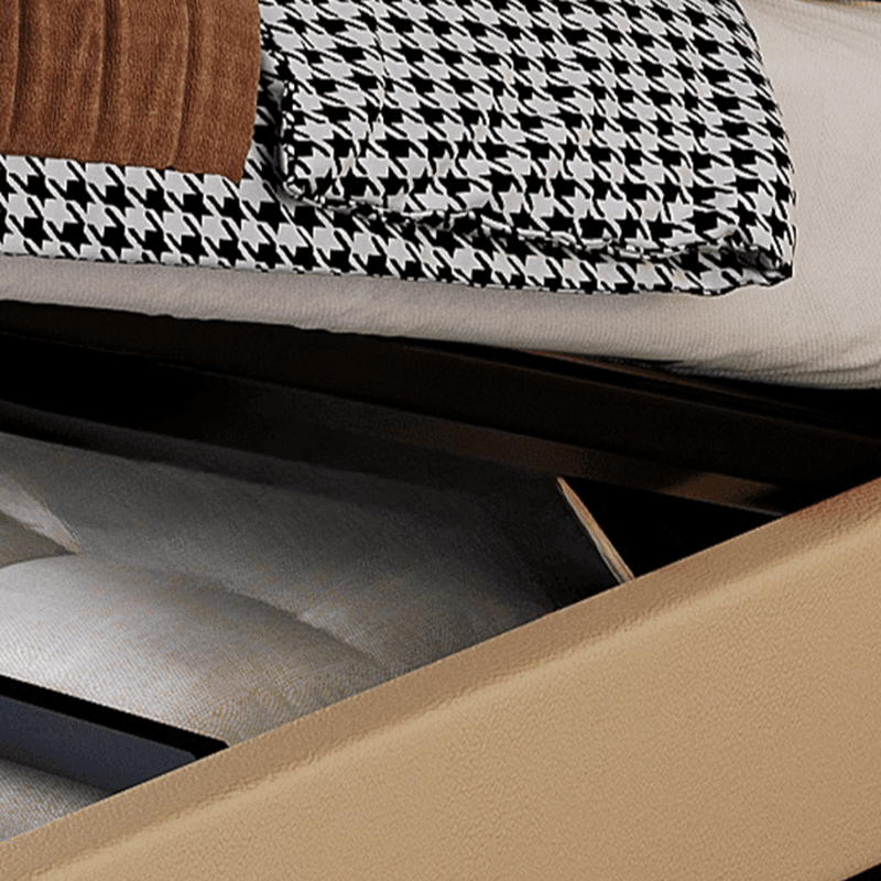 Beige Solid Color Storage Bed with 3 Storage Boxes, Sponge Upholstery, and Illumination Light - image 5