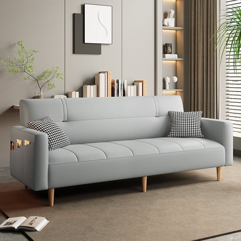Trendy Water Resistant Convertible Sofa in Grey/Light Green/Off-White with Arm, 4-seater/Seats 3/2 People, Receptacle Storage, and 2 Pillows - image 4