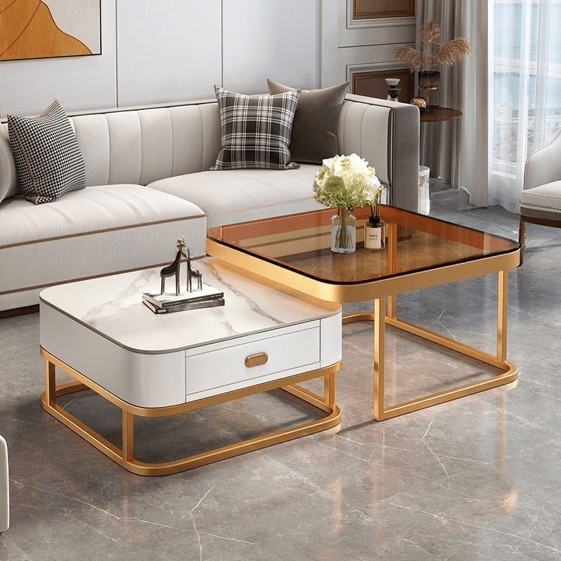 Square Double Nesting Accent Table with Framework Base for Home - image 5