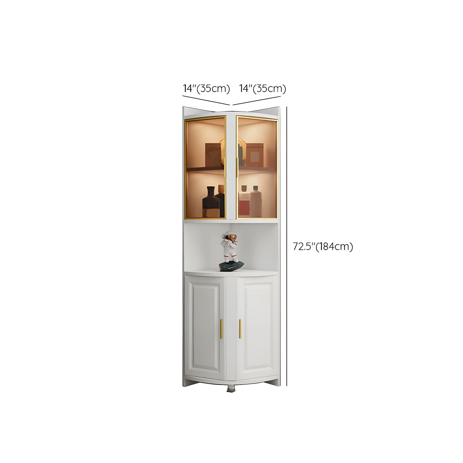 Modern White Corner Accent Cabinet with Glass Doors and Cabinets Included - image 21