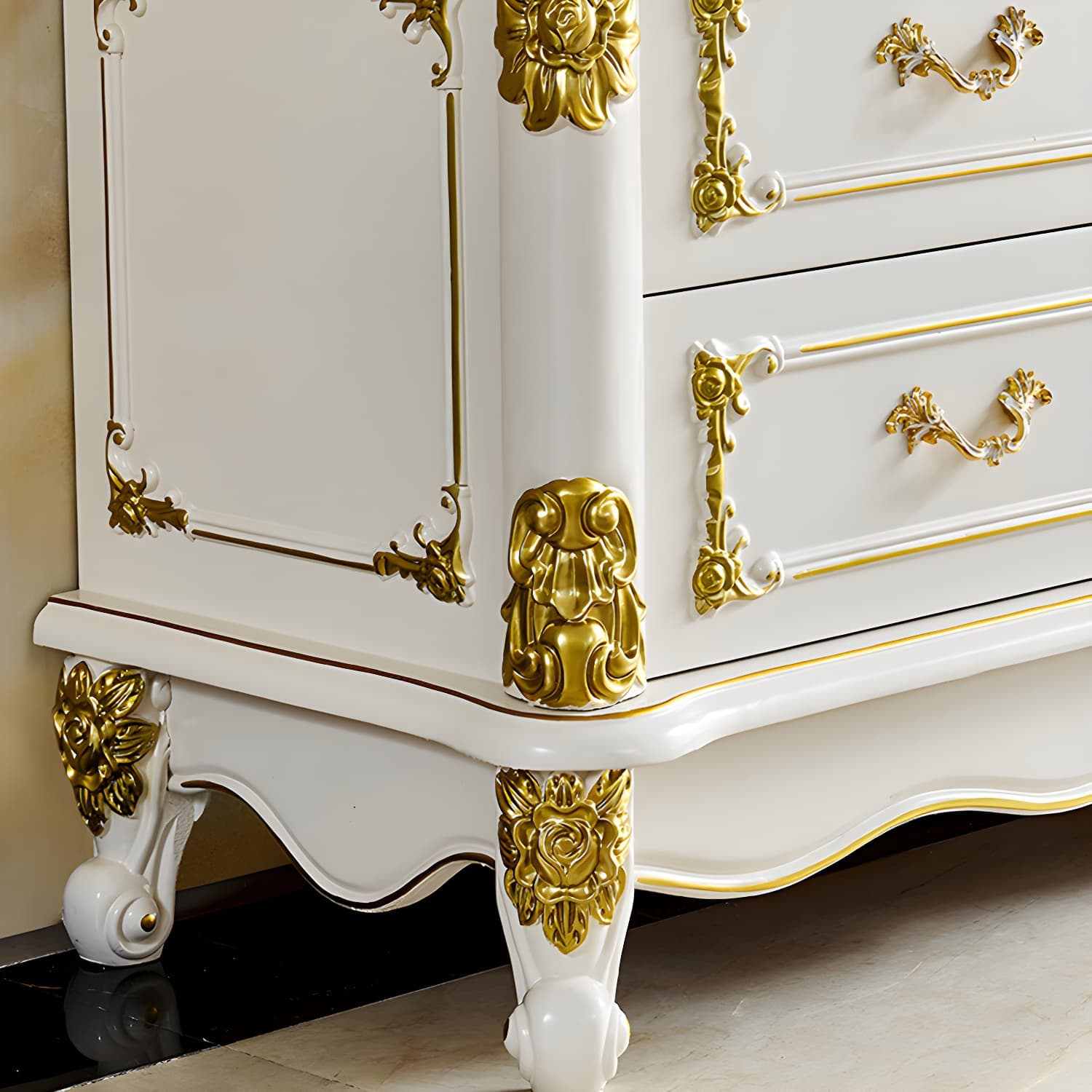 4 Drawers Contemporary Media Console Wood White TV Stand Console - image 9