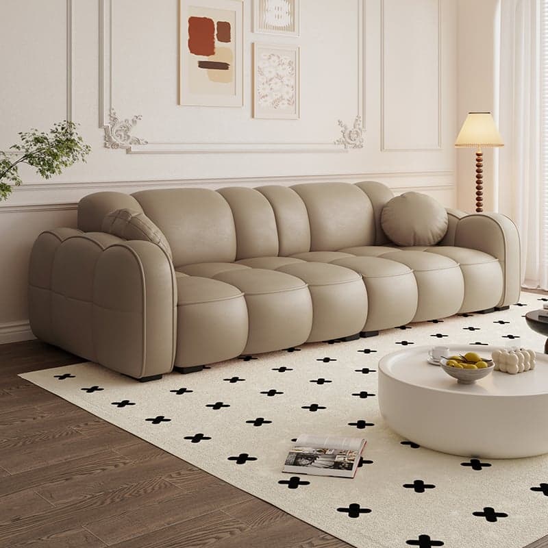 Modern Solid Color Tear Resistant Standard Sofa in Dark Grey/Light Brown/Ivory, 4-seater/3-seater with 2 Pillows - image 6