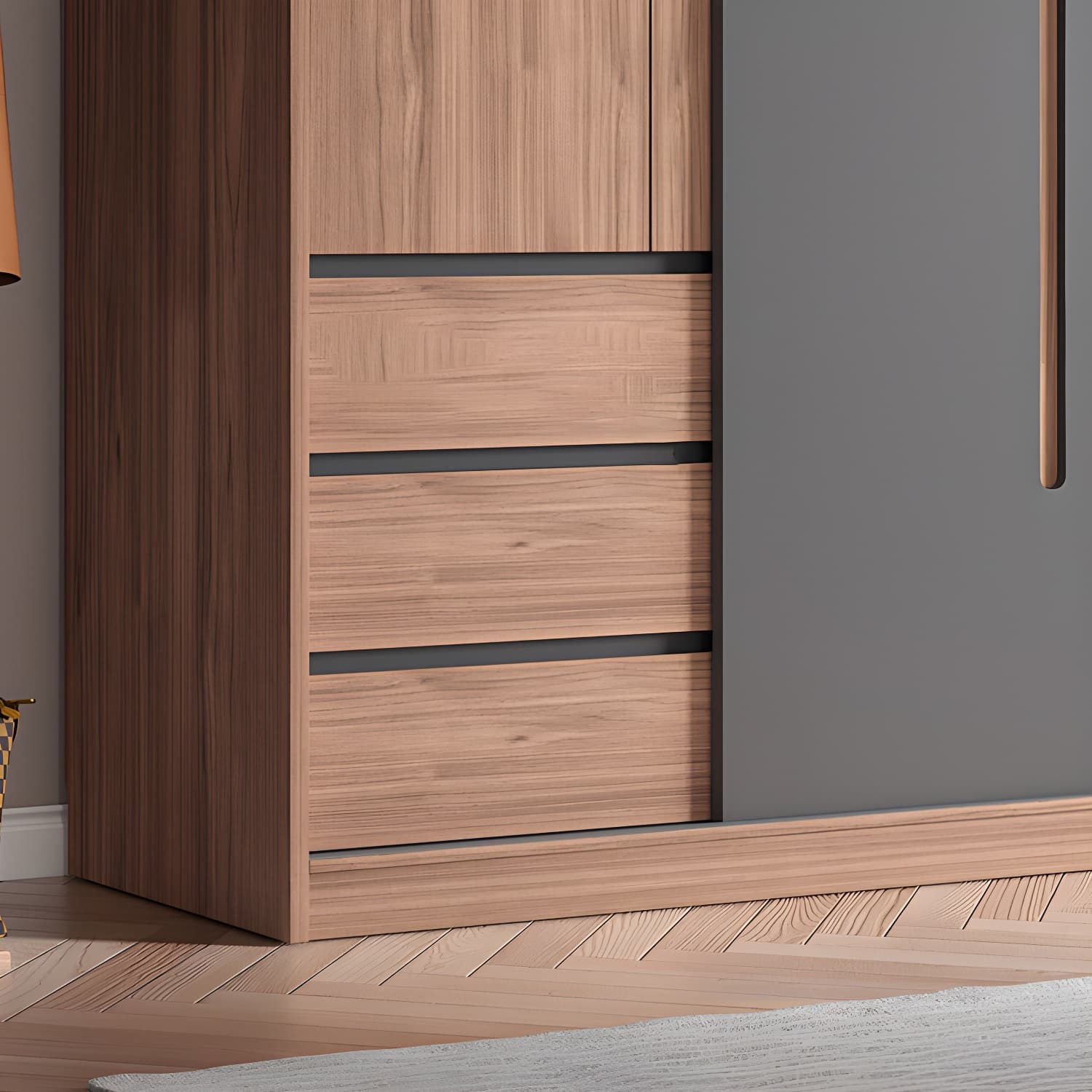 Contemporary Sliding Door Storage Cabinet Bedroom Cabinet with Drawers - image 9