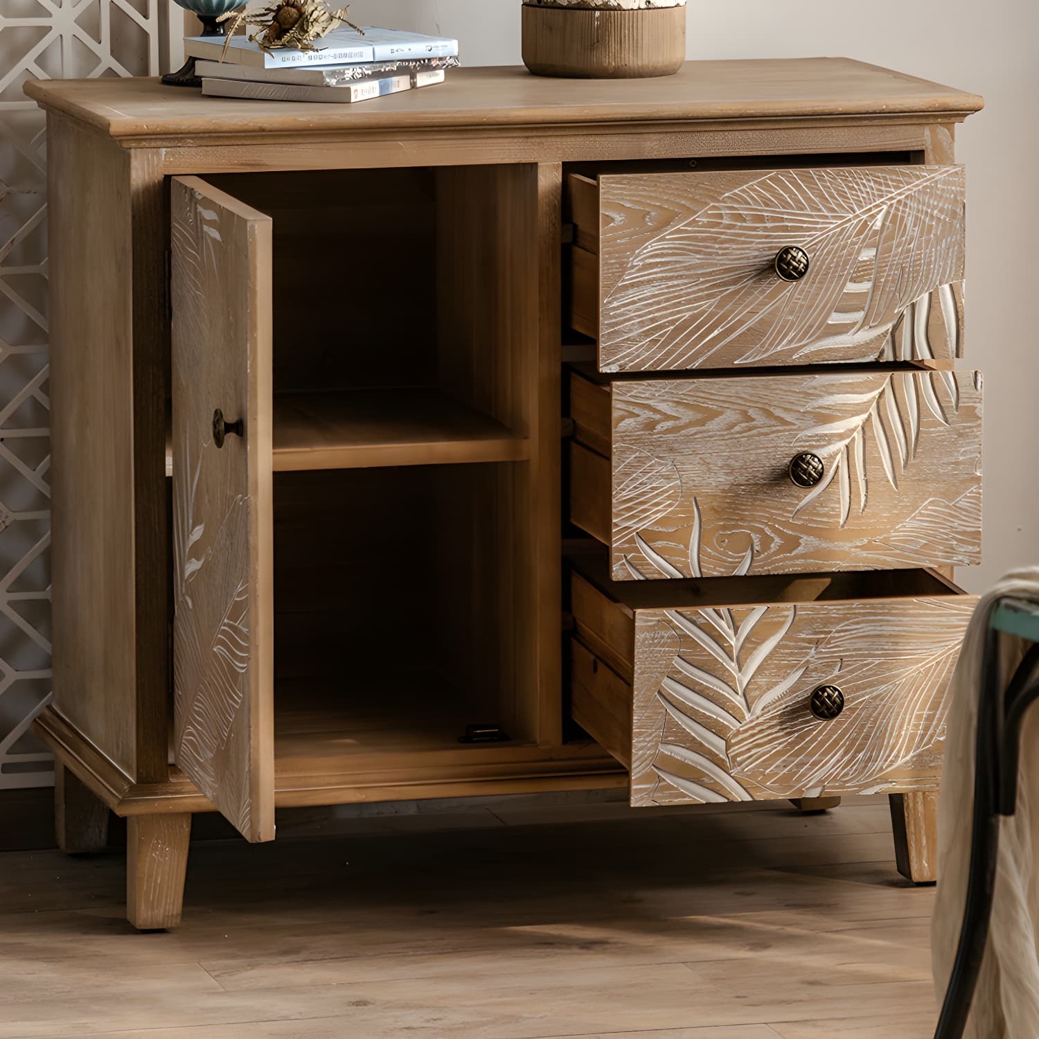Modern Standard Storage Cabinet Solid Wood Cabinet with Drawer - image 11
