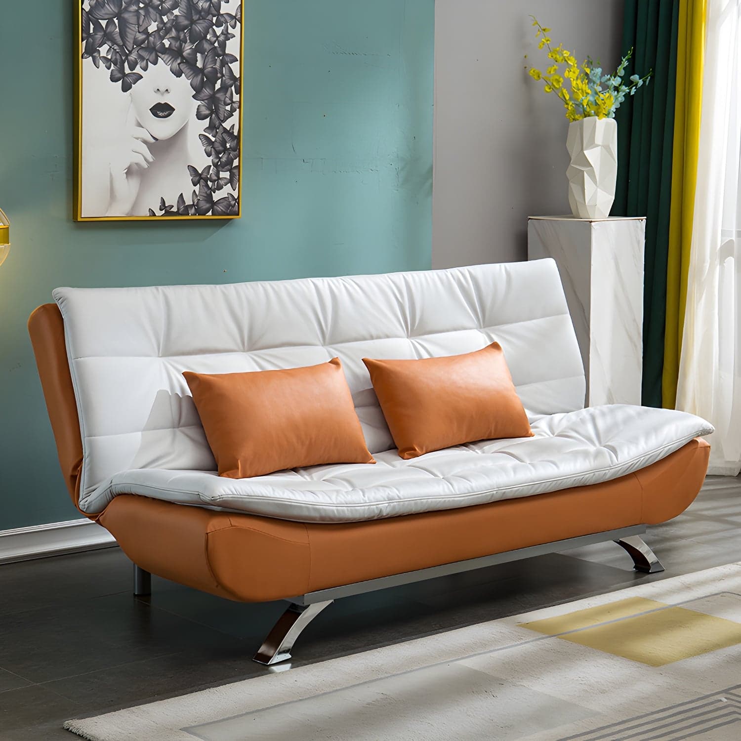 Faux Leather Sofa 35.43" H Armless Convertible Sofa for Living Room - image 11