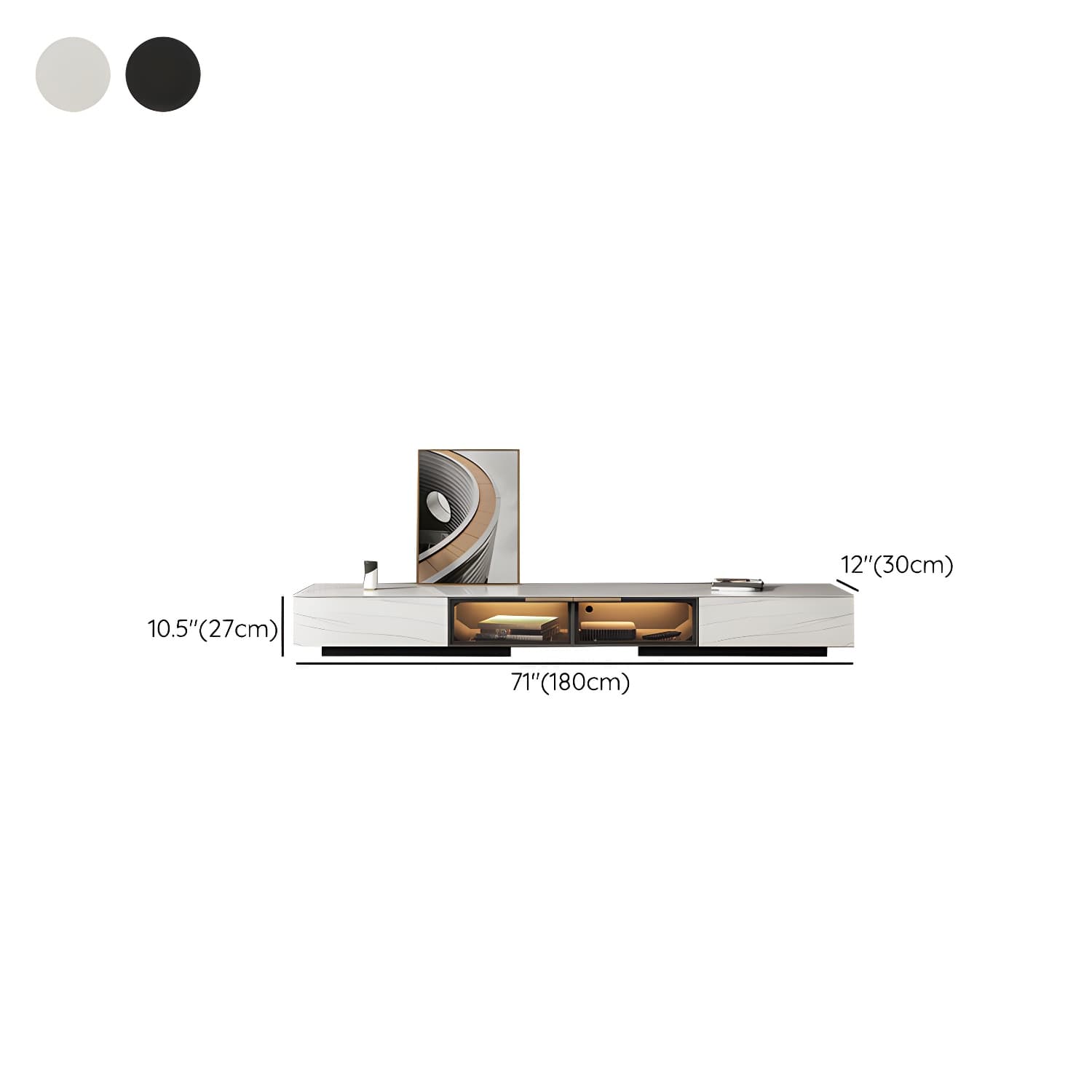 Stone TV Stand Console Contemporary Media Console with Drawers - image 14