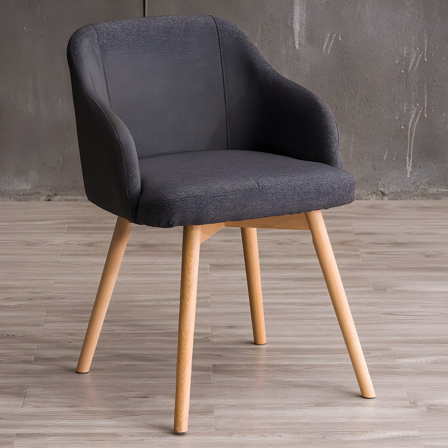 Scandinavian Beech Solid Back Arm Chair Fabric Dining Chair with Natural Legs - image 17
