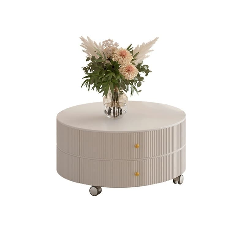 Round Coffee Table - Modern Style, Standard Size, Non-Upholstered, 2 Drawers, Scratch Resistant - image 3