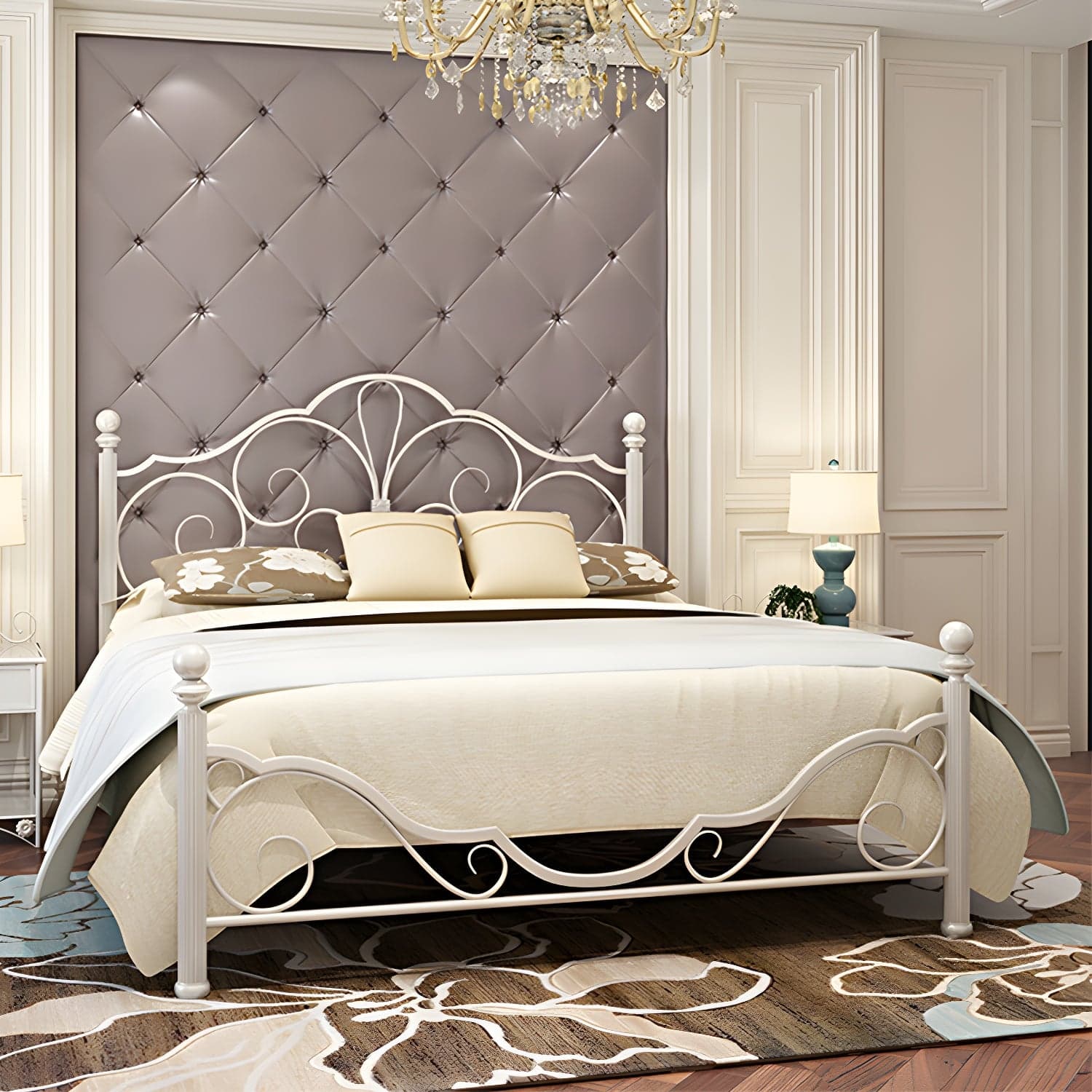 Industrial Open-Frame Bed Retro Metallic Low Profile Bed Frame with Headboard - image 3