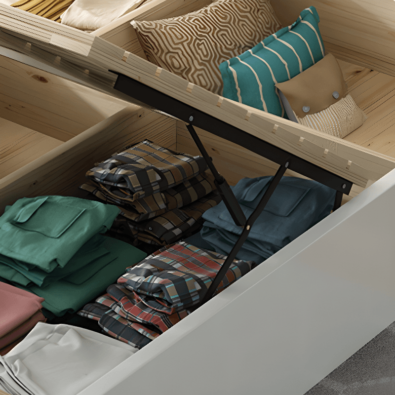 Modern Simple Style Natural Timber Bed with Lift Up Storage for Living Room - image 4