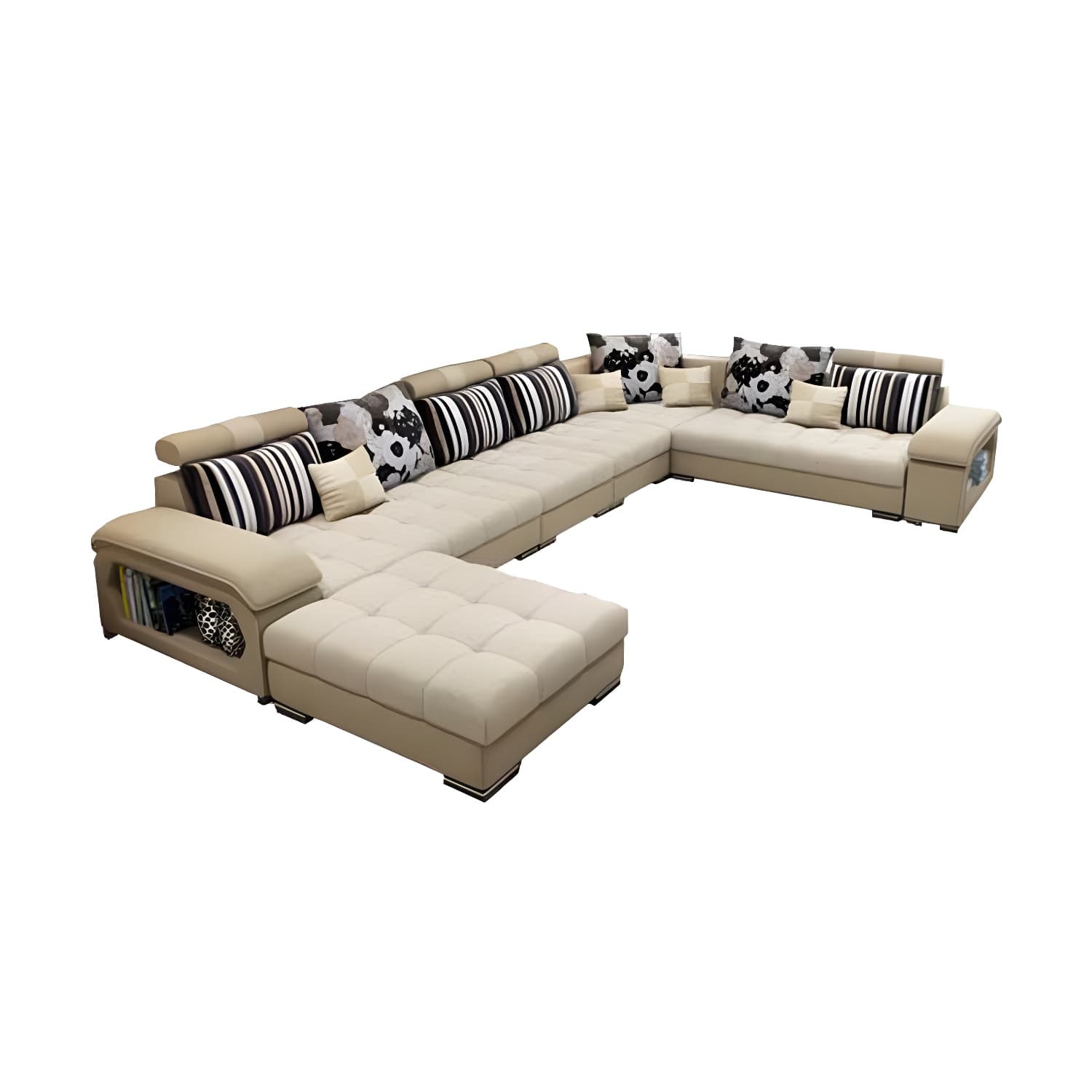 Modern Wooden U-Shape Reversible Modular Corner Sectional Set with Storage and Ottoman - image 7