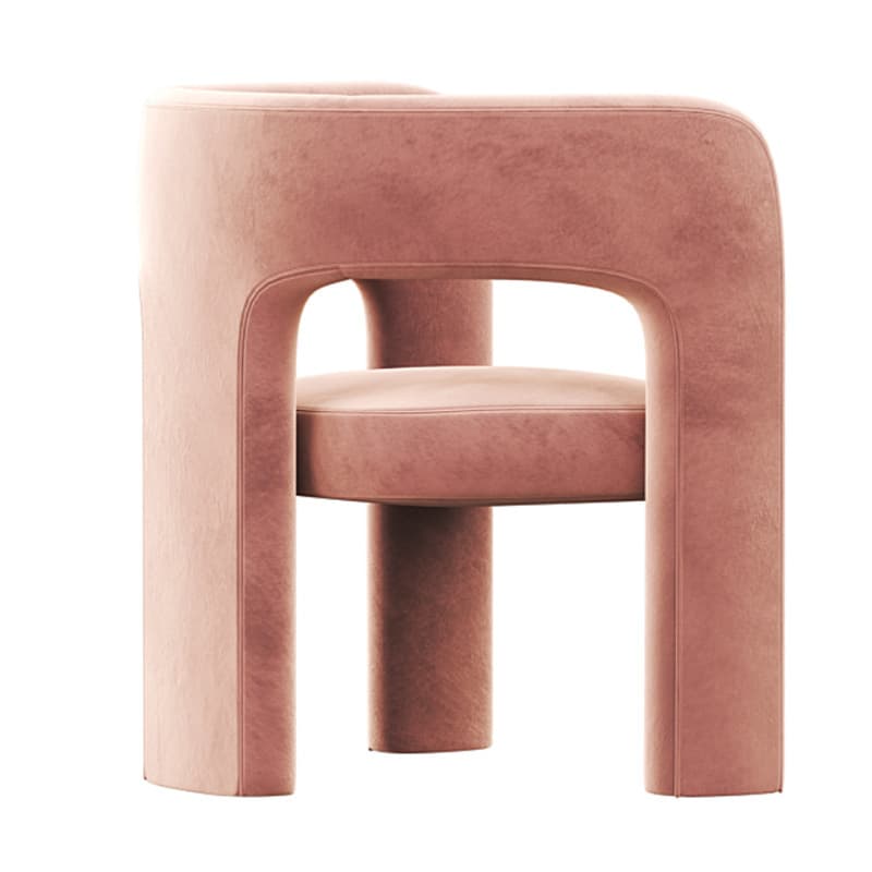 Soft-pile Fabric Upholstered Secure Outlined Arm Chair with Curved Back and Dark Blue/Light Green/Blush Legs in a Nordic Style - image 14