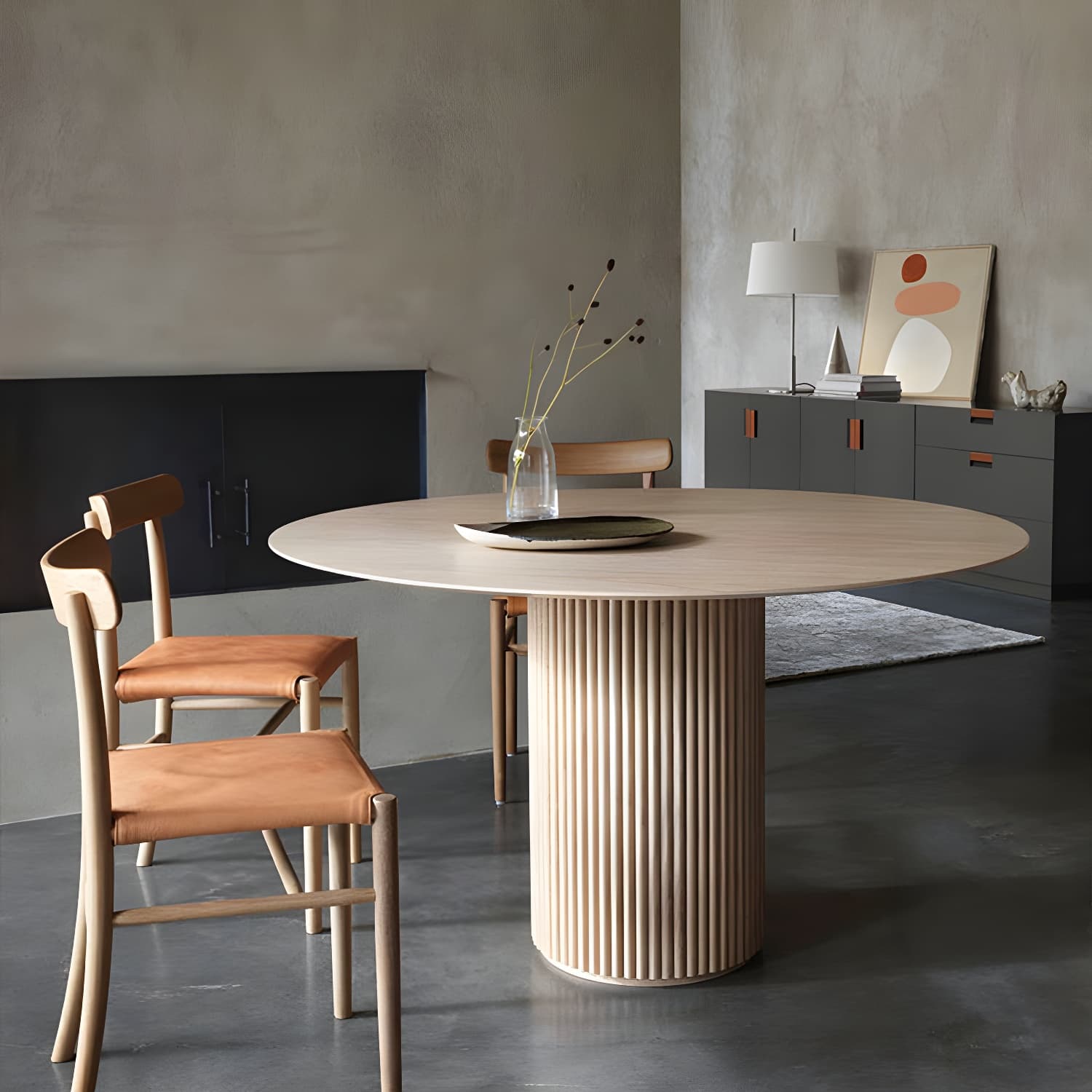 Modern Round Wood Dining Table Home Kitchen Dinner Pedestal Dining Table - image 6