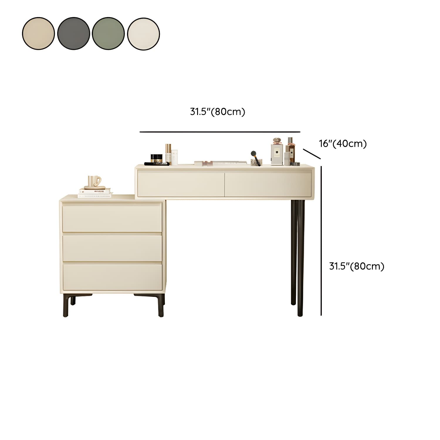 Modern Wood Makeup Vanity with Soft Close Drawers & No Mirror - image 14