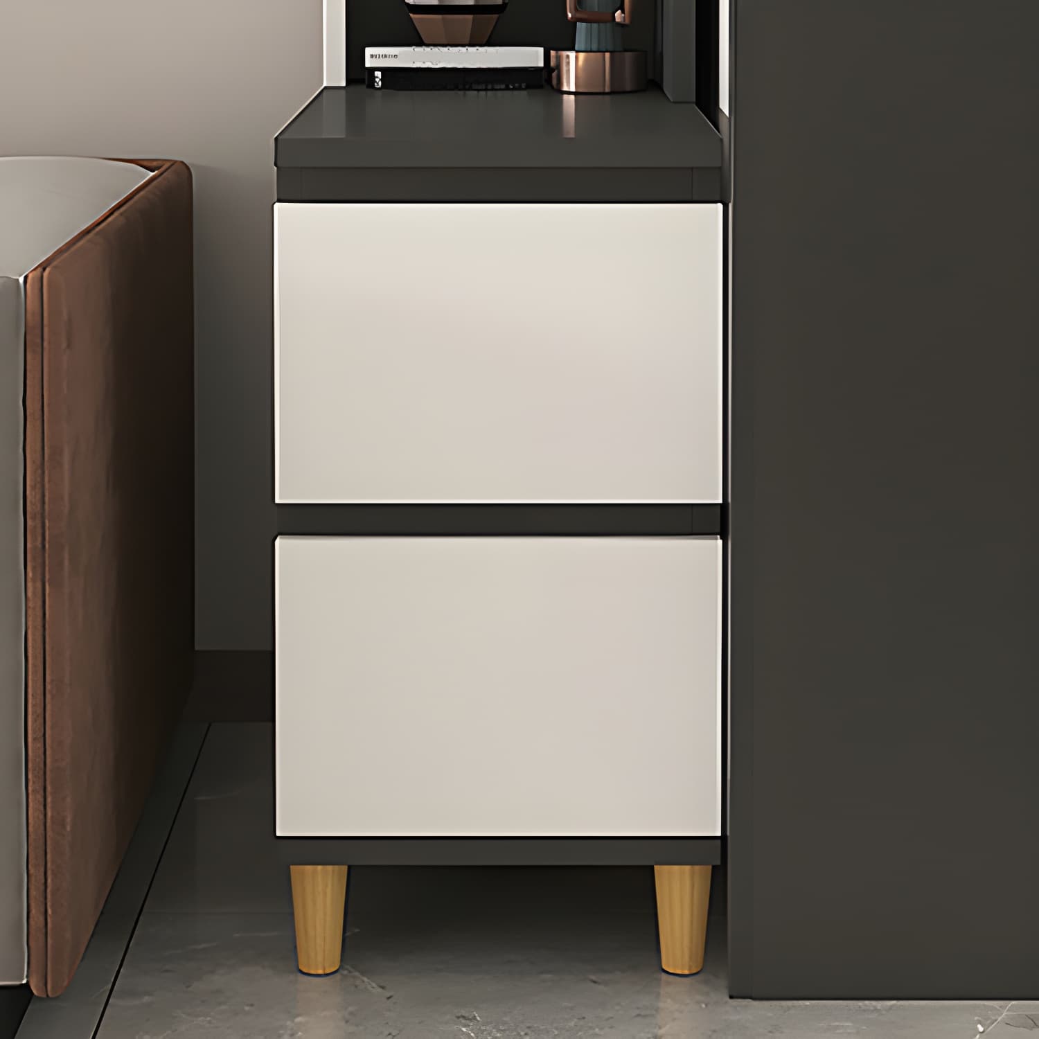 31" Wide Contemporary Corner 2 - Drawer Accent Chest with Shelves - image 9