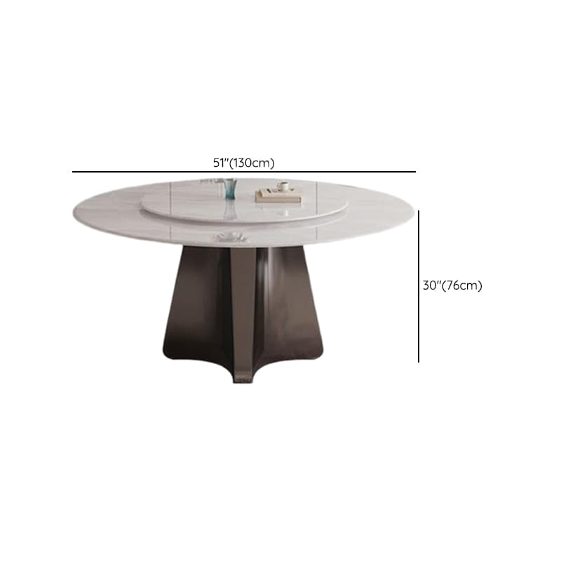 Minimalist Dining Table Set with Rounded Shape and Stump Base, Padded Chair with Back in White - image 10