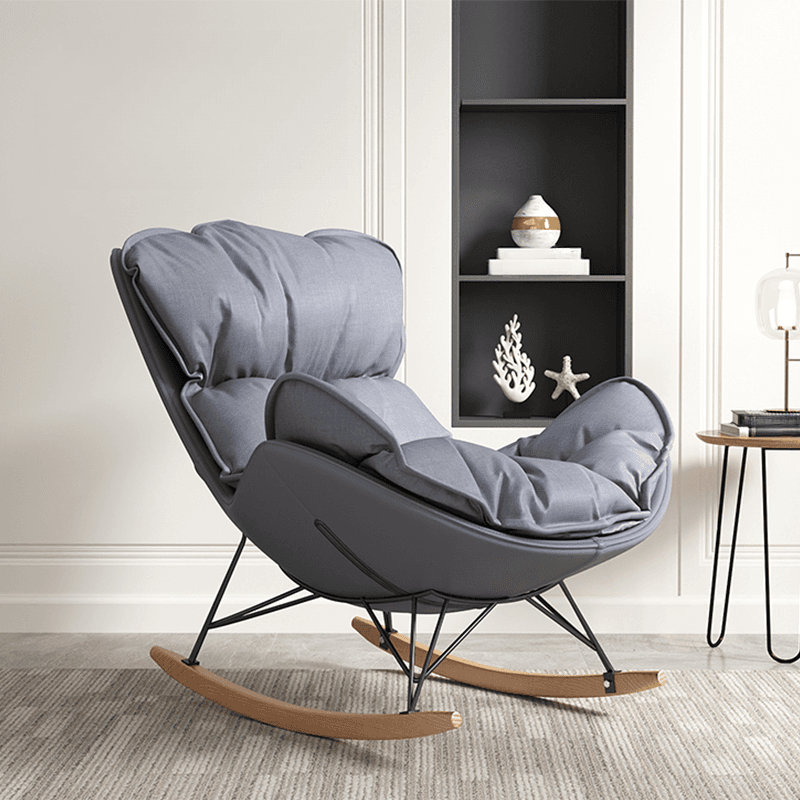 Modish Upholstered Rocking Accent Chair with Ottoman - image 4