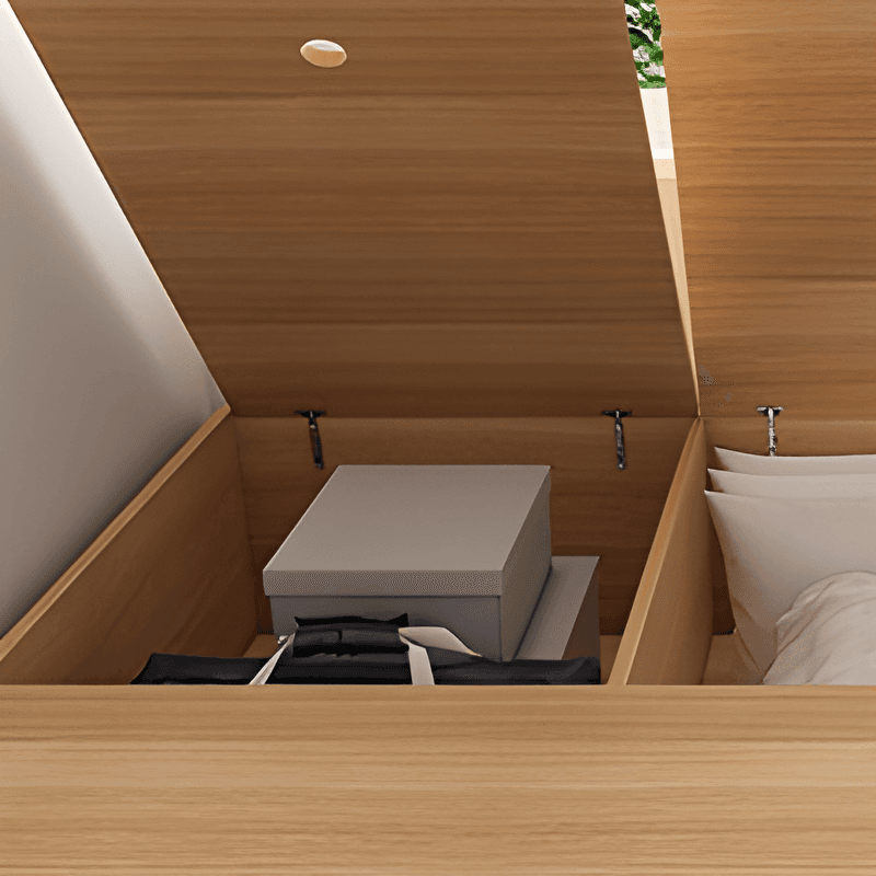 Natural Color Solid Color Tatami Bed with 4 Storage Boxes for Bedroom