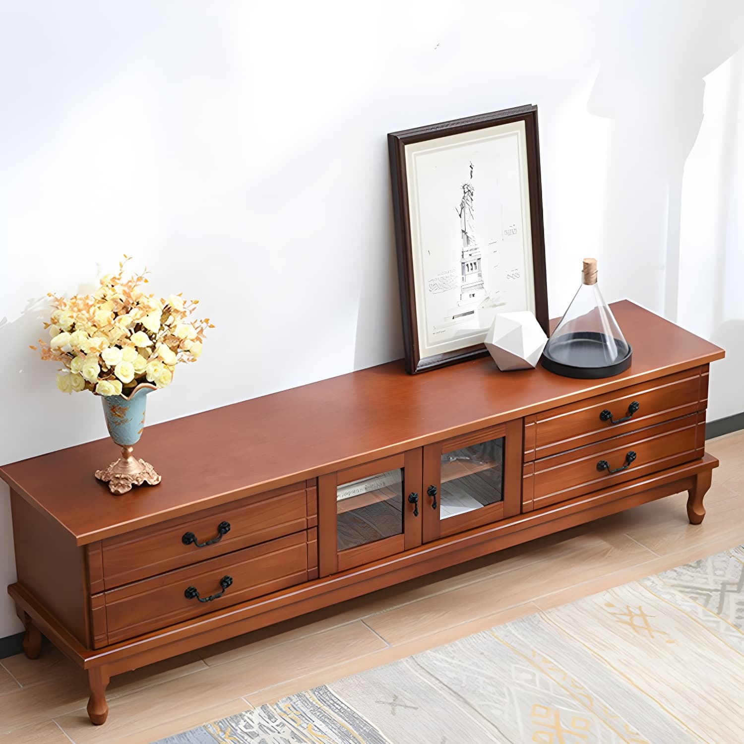 Traditional Solid Wood TV Stand 4-Drawer 19.7" H TV Console with Cabinet - image 13