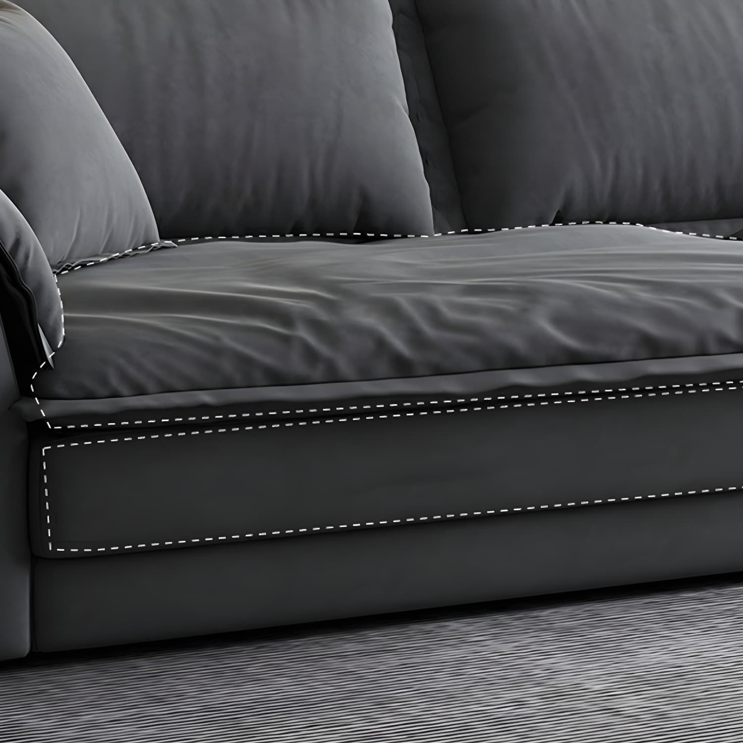Modern Gray Abrasive Cloth Upholstered Stationary Sectional Sofa with Wood Frame - image 7