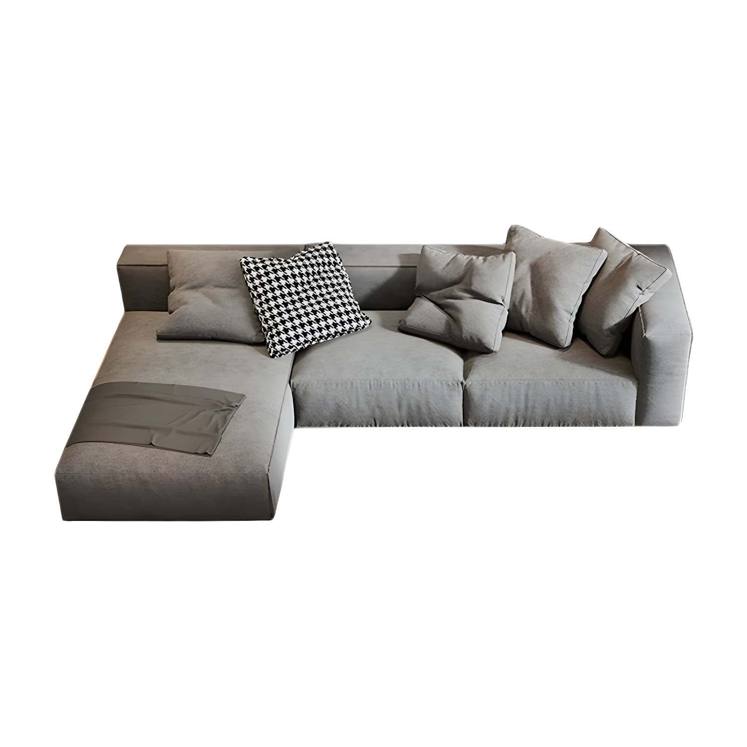 Modern Gray Chenille Stationary Sectional Sofa with Pillow Back and Wood Frame - image 14