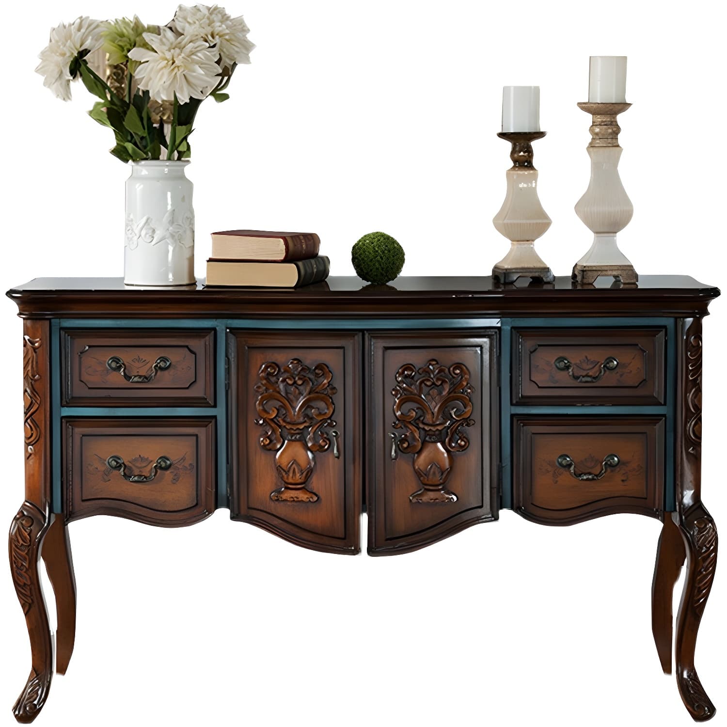 Solid Wood 35.4" Tall 2 - Door Accent Cabinet, Industrial Accent Cabinet with 4 Drawers - image 11