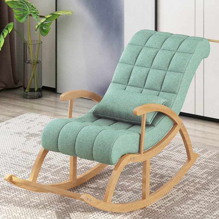 Modern Upholstered Rocking Chair with Removable Cushions - Stylish Pine Frame and Included Pillow - image 13
