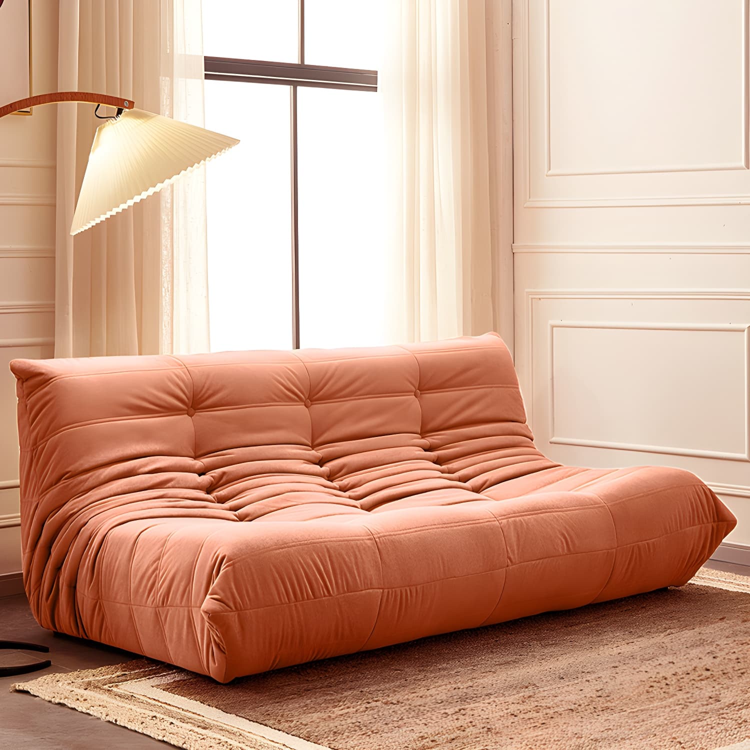 Modern Tufted Cushions Armless Living Room Wooden Standard Seating - image 10