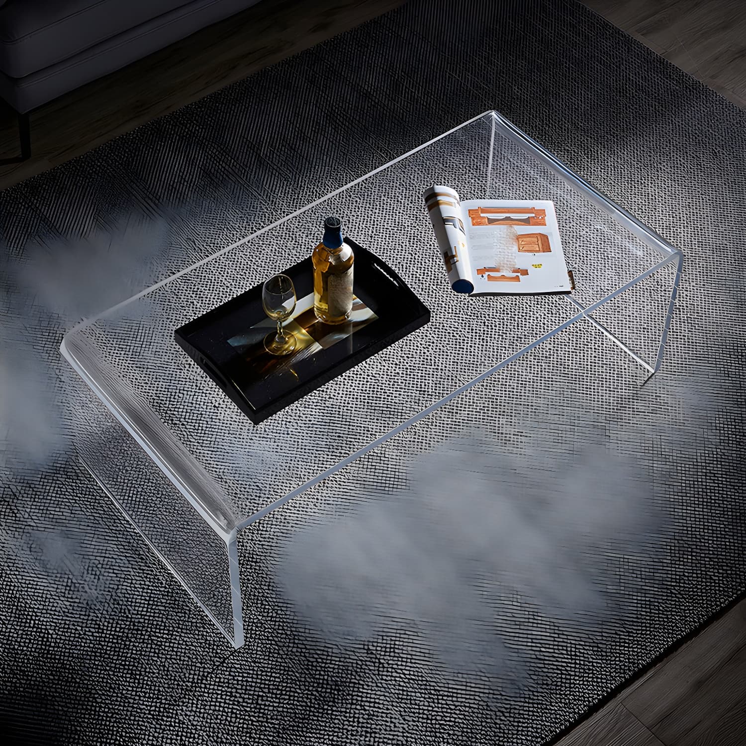 Modern Rectangle Coffee Table Acrylic Cocktail Table for Living Room - image 7