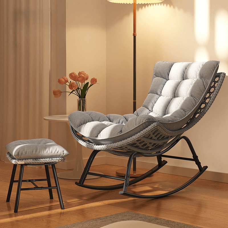 2 Piece Set/1 Piece Set Cushioned Rocking Chair with Ottoman in Resin with Rear in a Modern Simple Style - image 15