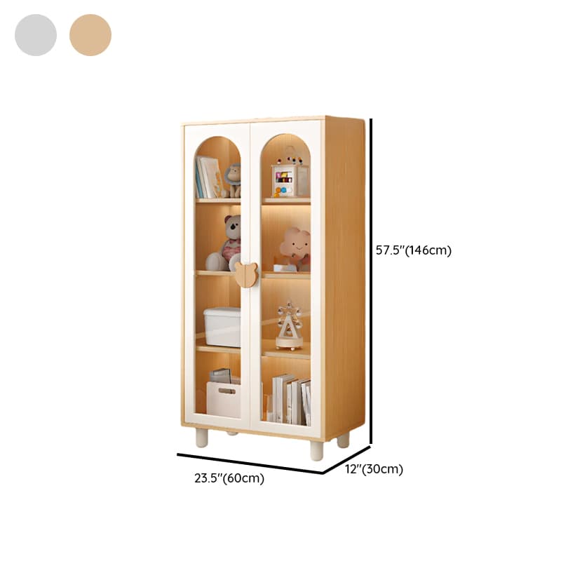 Modern Rectangular Utility Cabinet with Closet, Manufactured Wood Countertop, Glass-panel Door, White/Natural Top - image 12