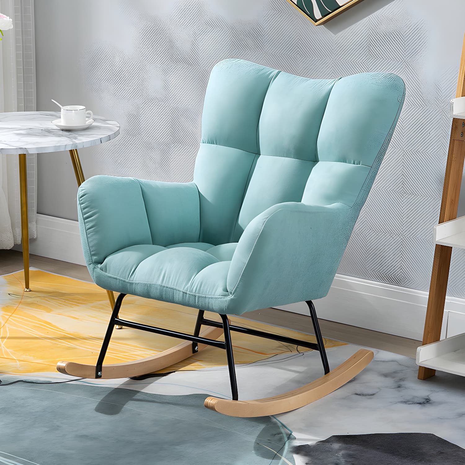 Simple Nordic Style Rocking Chair Balcony Lounge Recliner Sofa Rocking Chair - image 19