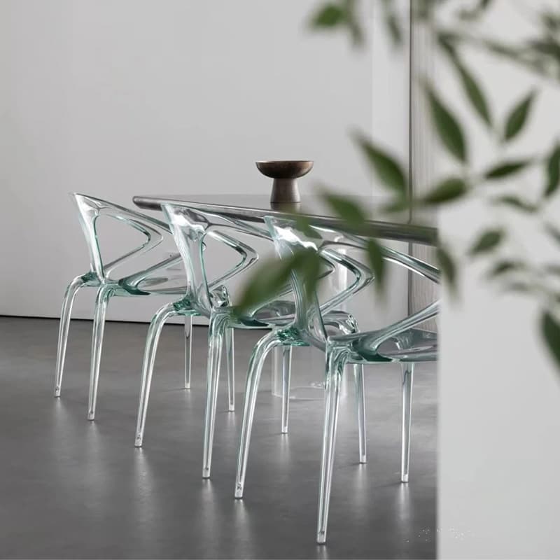 Casual Arm Chair with Uncovered Back, Armrest, and Sepia/Lime Green/Transparent Polymer Legs - image 11