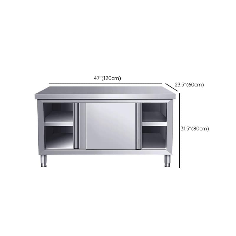 Silver Scullery Sink Cabinet with Reflecting Stainless Alloy Countertop, Self-supporting and Culinary Equipment Storage - image 11