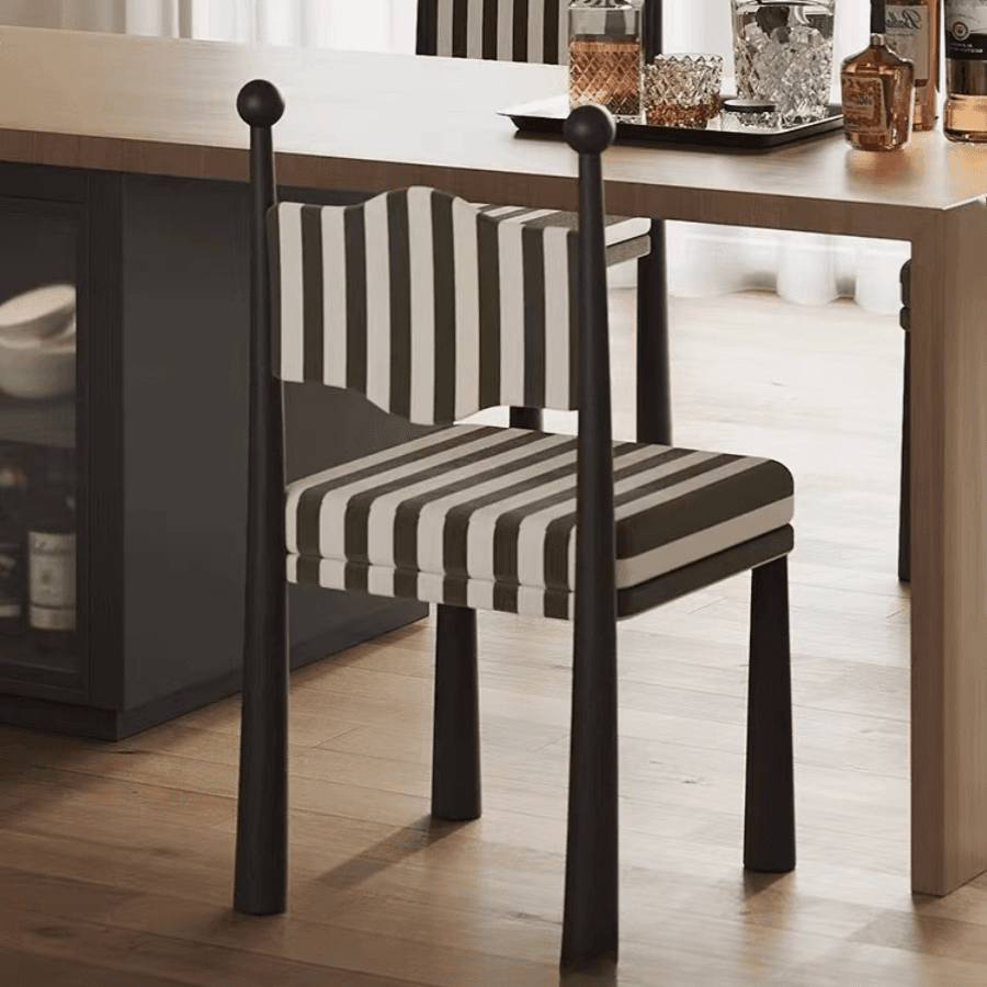 Simplistic Lumber Side Chair with Airy Back & Cushion in White/Black and White - image 4