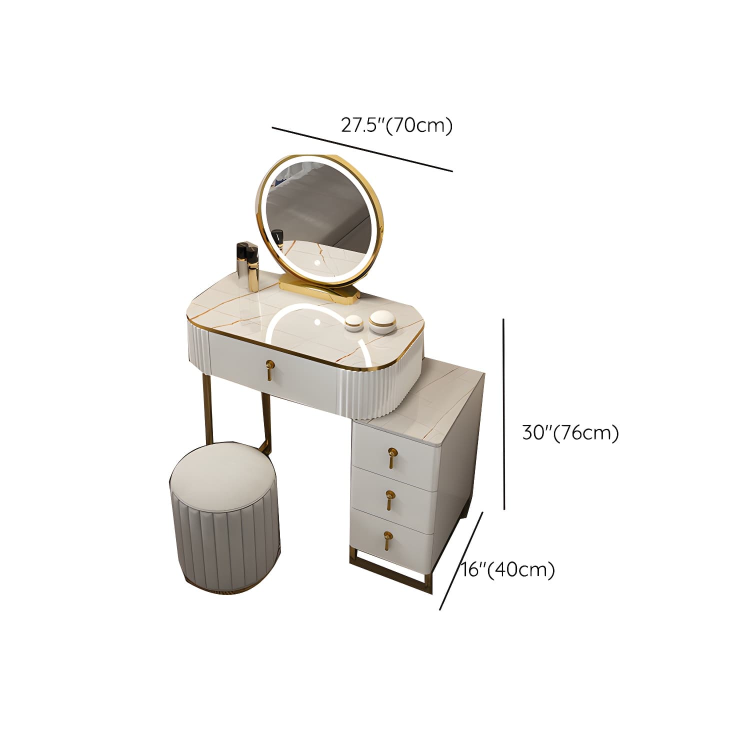 Contemporary Makeup Vanity Desk Table 29.9" H Bedroom Makeup Counter - image 33