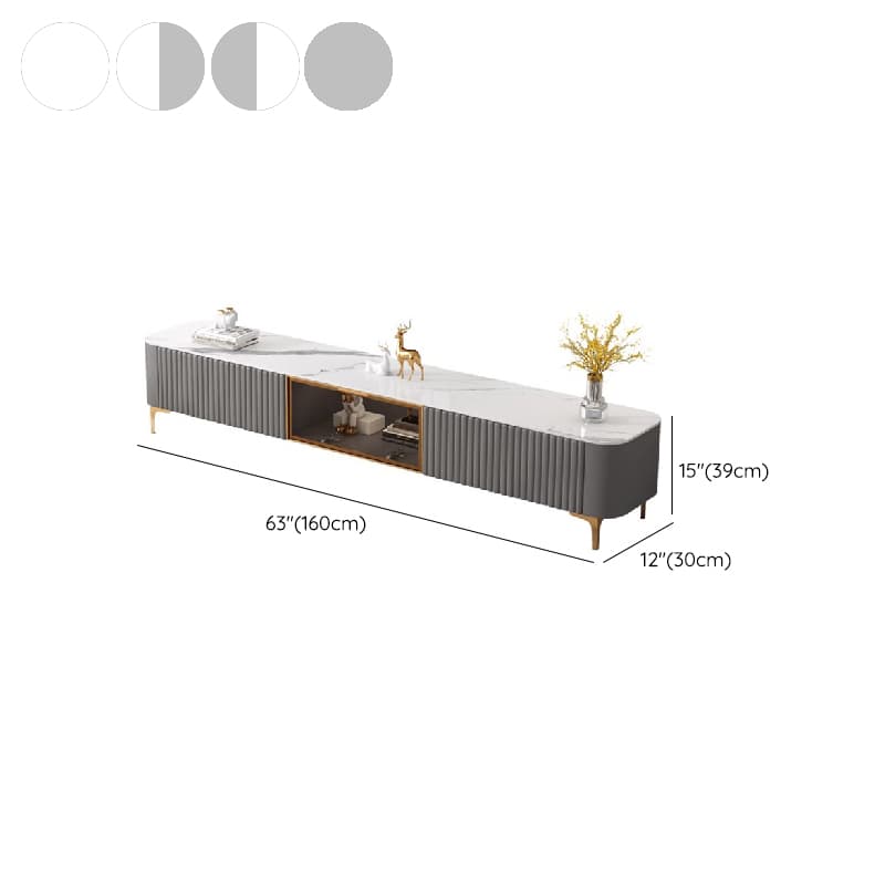 Simplistic Rectangular Vitreous TV Stand with Locker, Cable Management & 2 Drawers - image 17