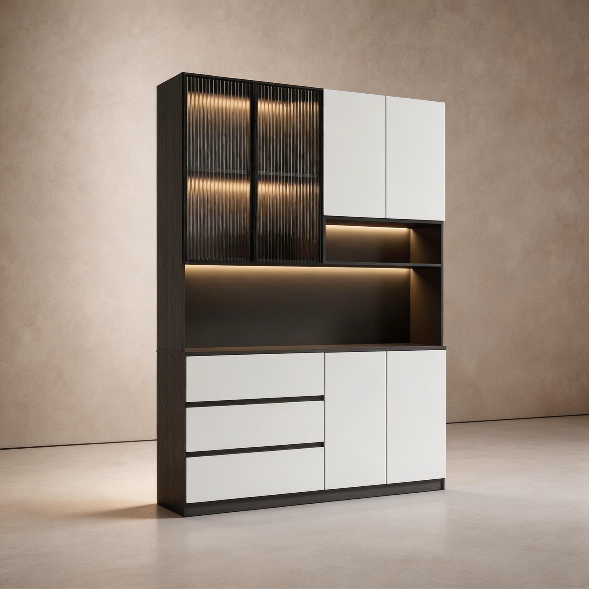 Trendy Sideboard with 3 Drawers, Cupboard, Wide/Standard/Narrow Sizes, 2/1 Shelves, Cabinets, and Glass-panel Door - image 42