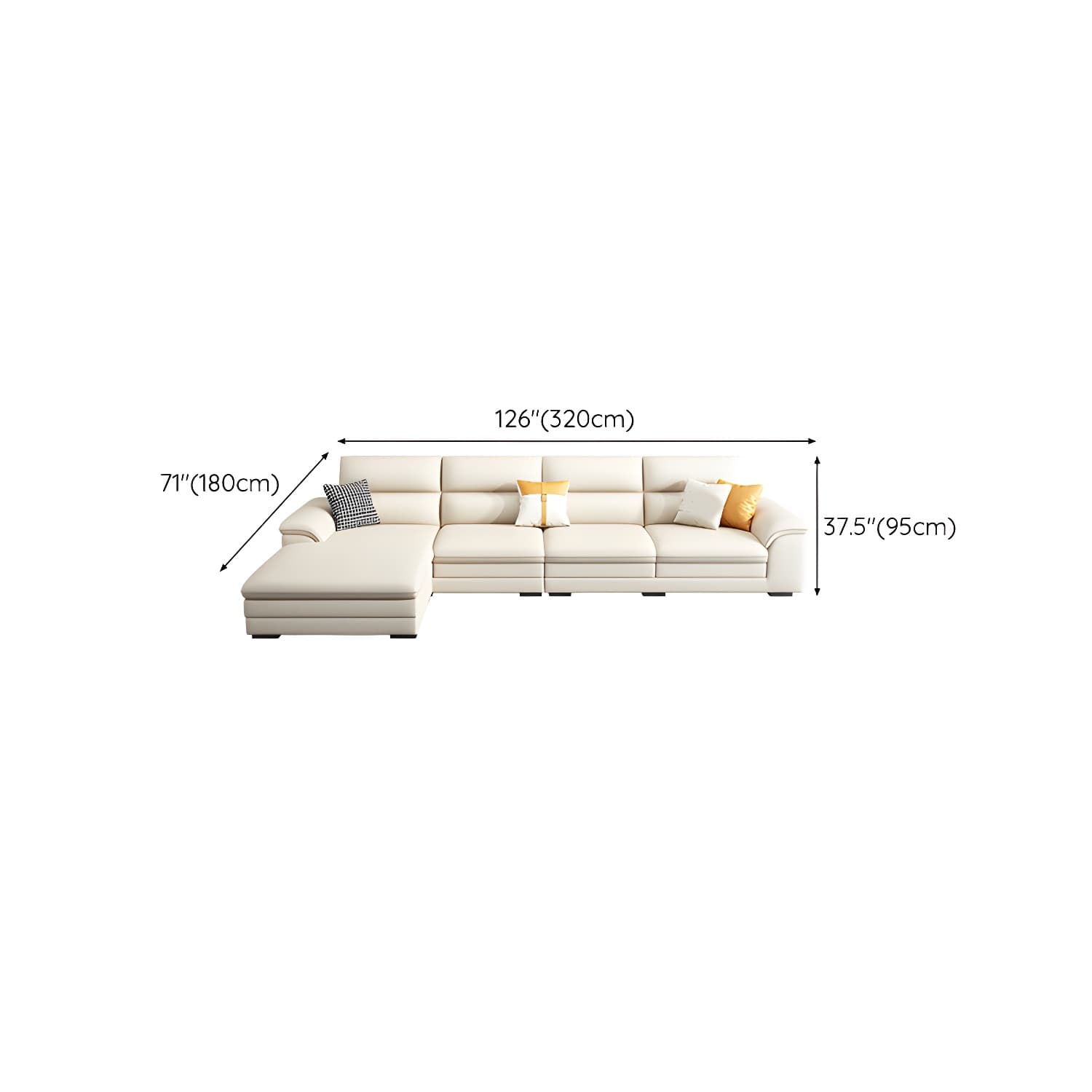 Modern Beige Stationary Sectional Sofa in Scratching Cloth with Wood Frame and Pillow Top Arms - image 25