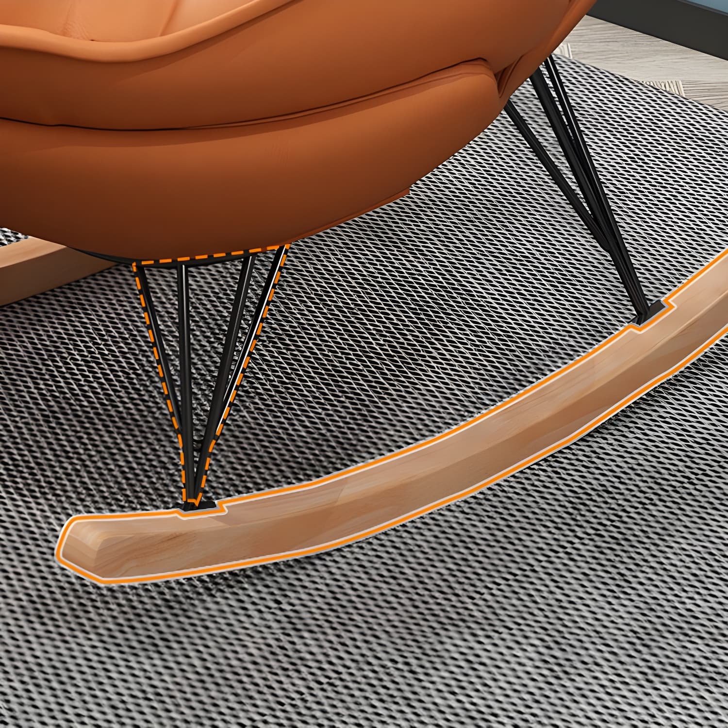 Modern Glider Chair Pure Color Metal Dark Legs Rocking Chair with Ottoman - image 12