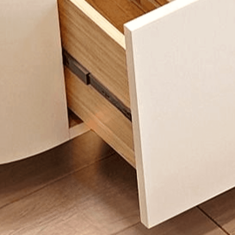 White TV Stand for Sleeping Quarters with Shelf, 2 Drawers, 2 Cabinets, Cable Management, and Gate Doors - image 5