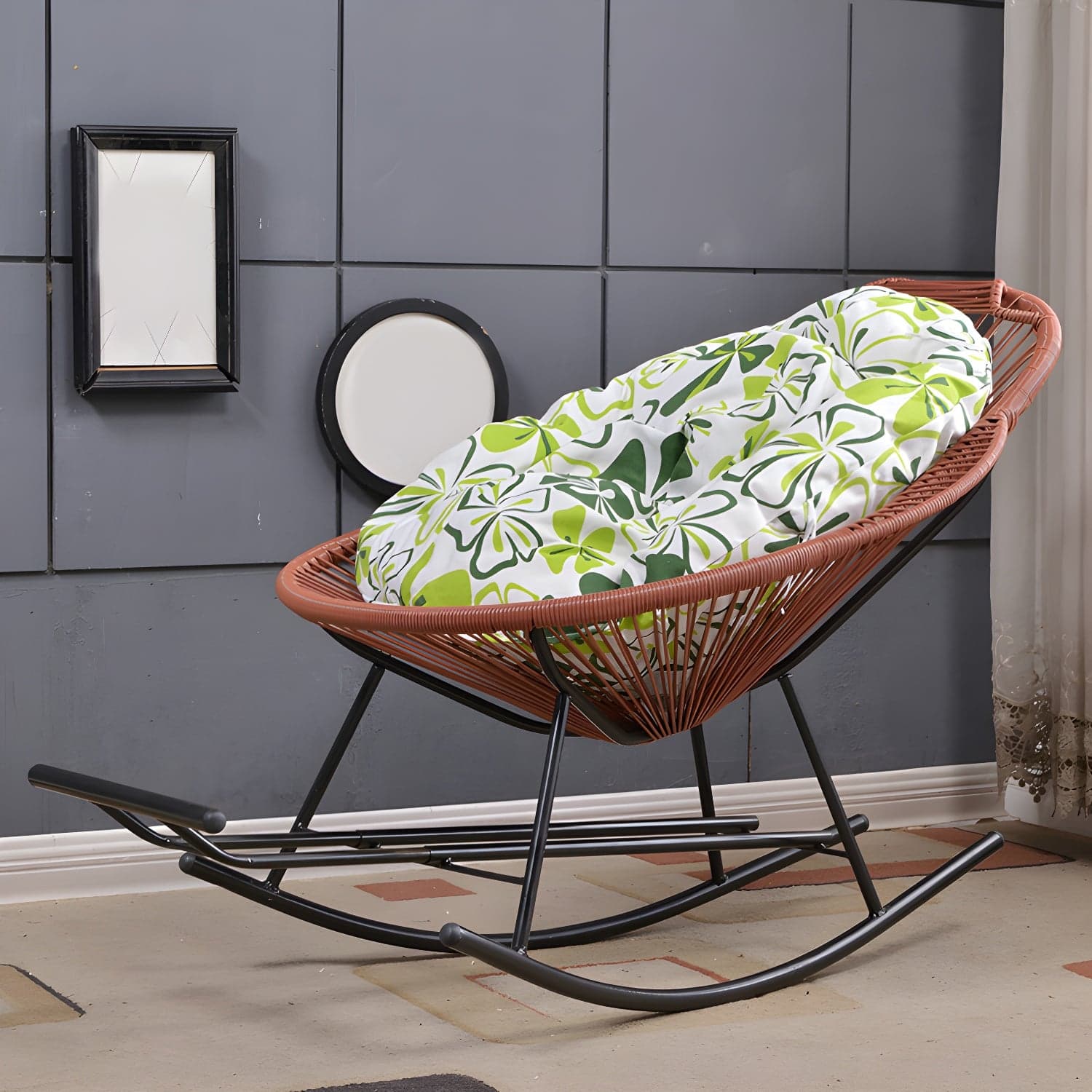Modern Minimalist Rocker Chair Metal Frame Spindle Rocker Chair for Home - image 3