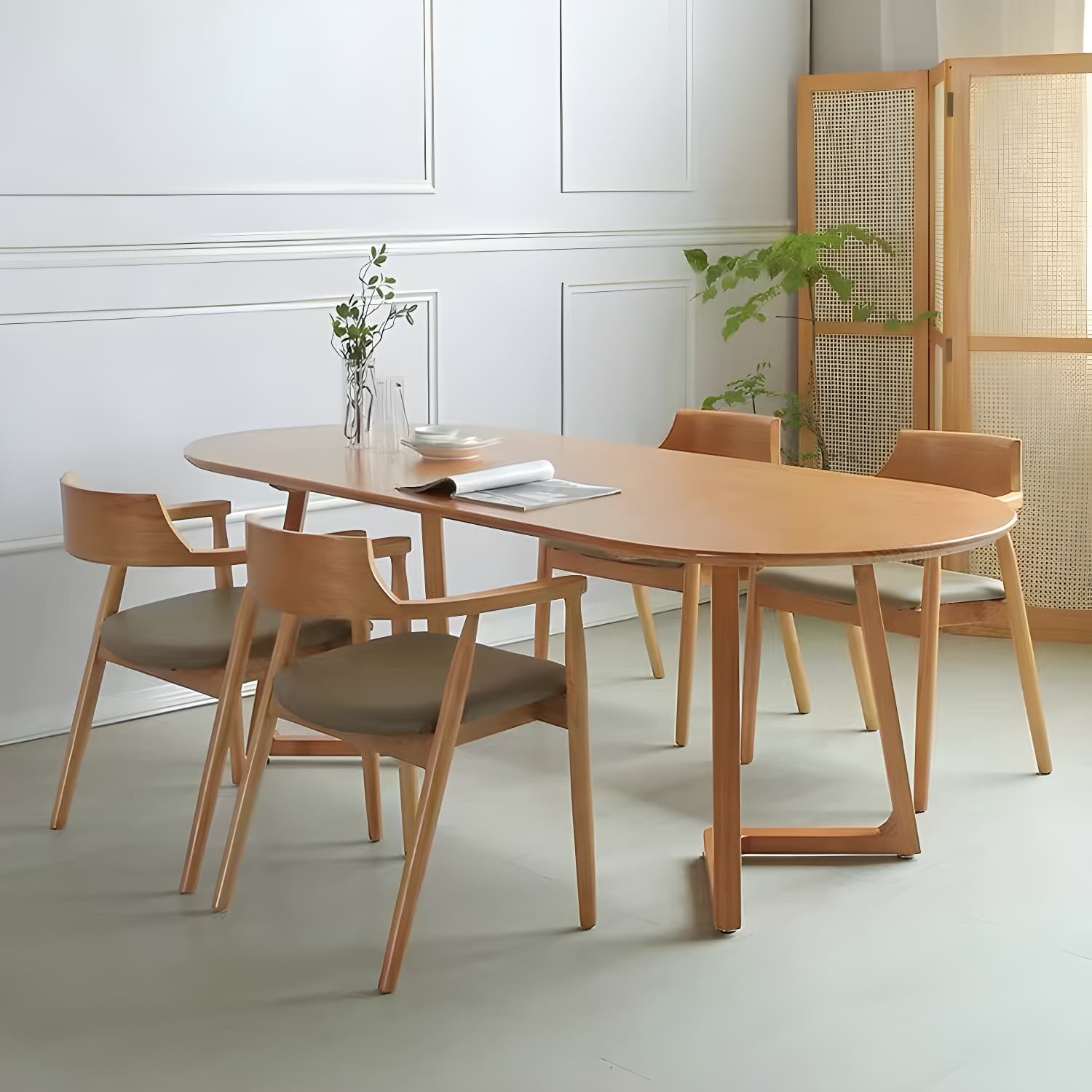 Modern Rectangle 1/2/5/7 Pieces Dining Set Solid Wood Dining Table with Chairs - image 10