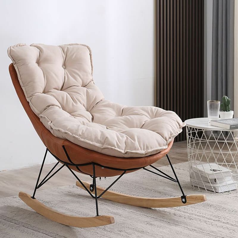 Stationary Rocker for Nursery Natural Wood Finish with Ottoman and Rear - image 8